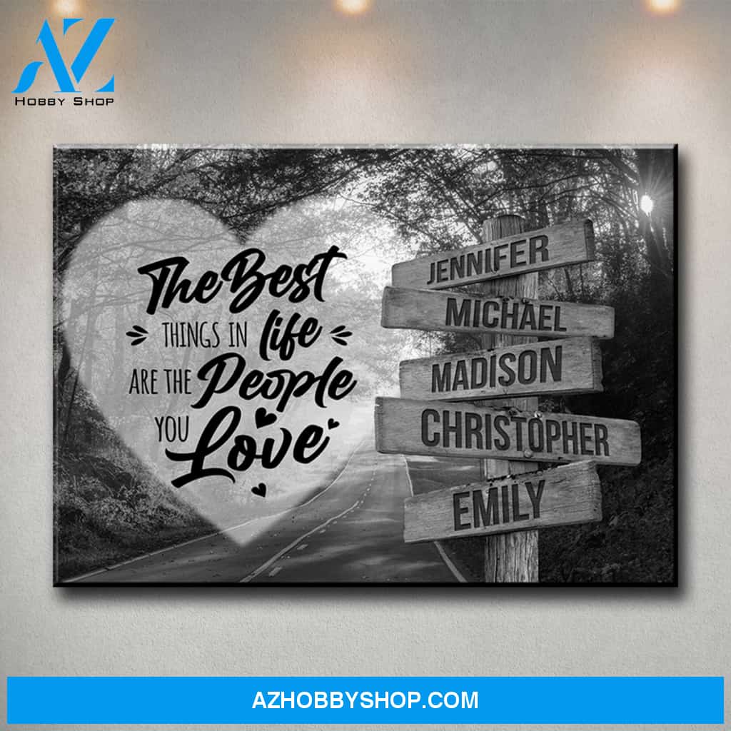 Autumn Road Heart Saying 3 Multi-Names Premium Canvas