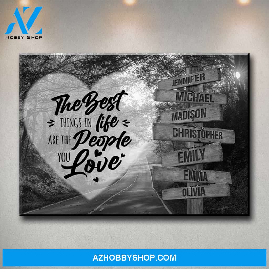 Autumn Road Heart Saying 3 Multi-Names Premium Canvas