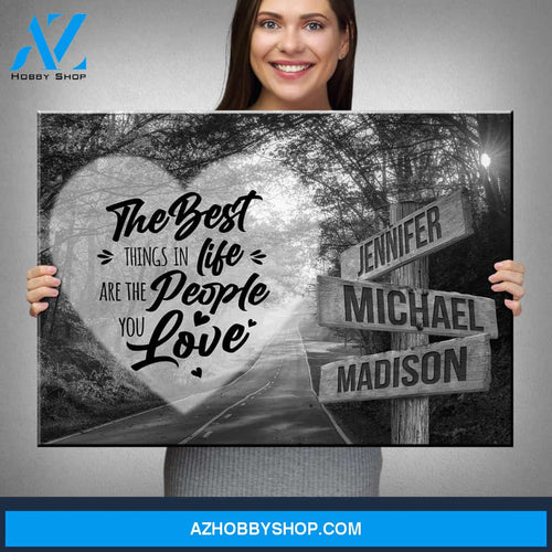Autumn Road Heart Saying 3 Multi-Names Premium Canvas