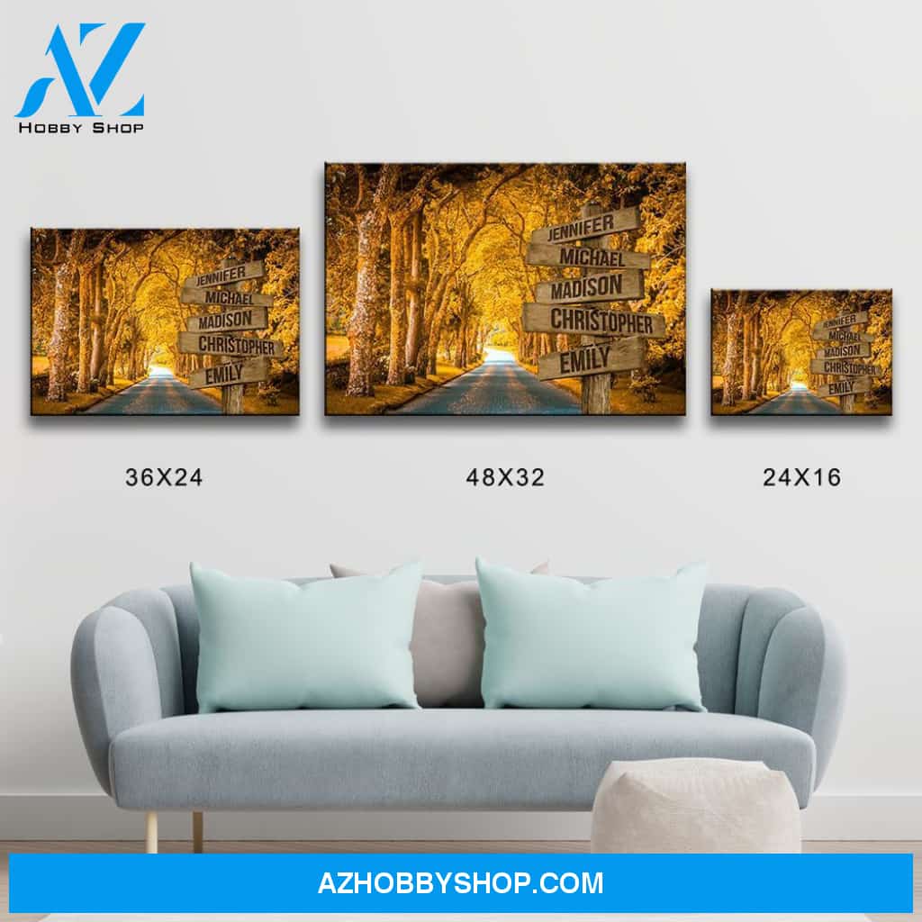 Autumn Yellow Road Multi-Names Premium Canvas