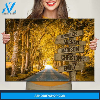 Autumn Yellow Road Multi-Names Premium Canvas