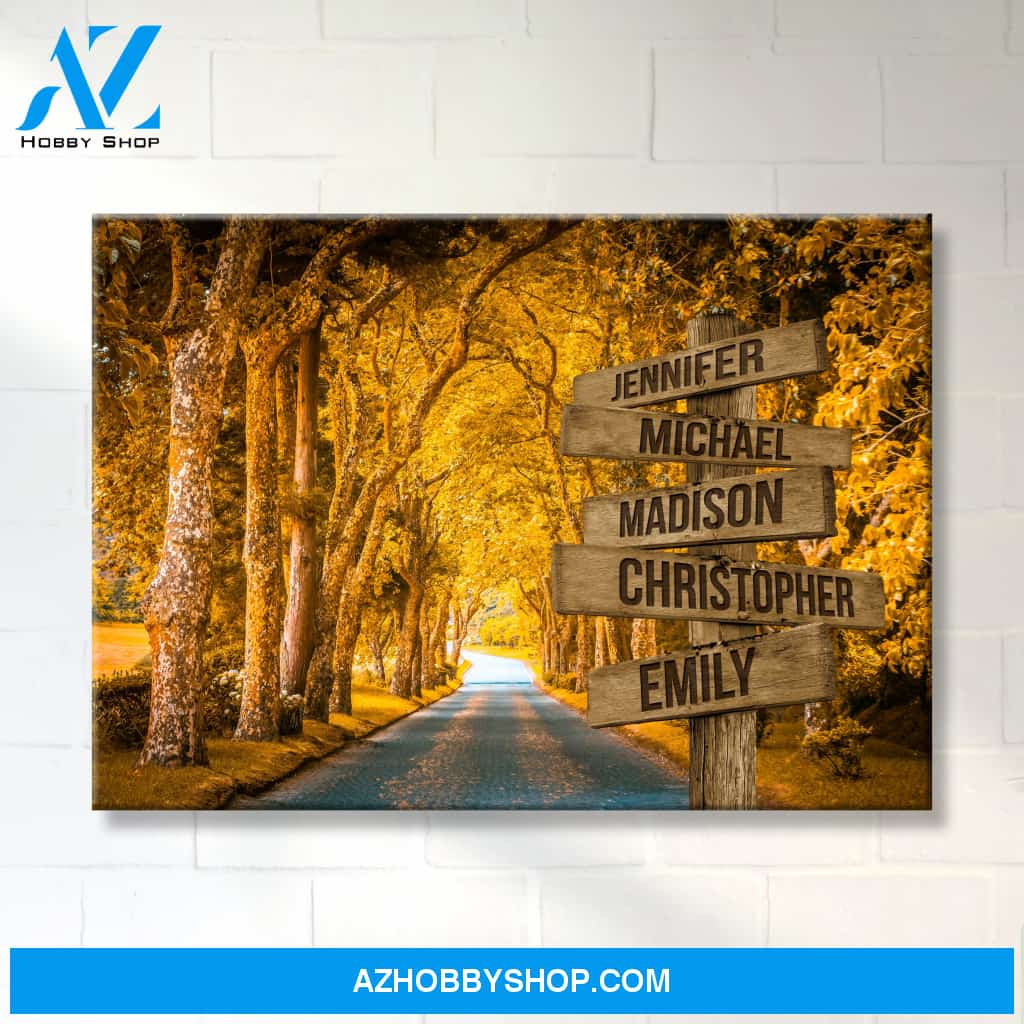 Autumn Yellow Road Multi-Names Premium Canvas