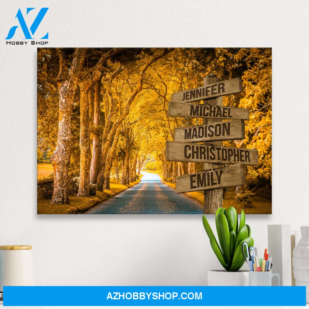 Autumn Yellow Road Multi-Names Premium Canvas