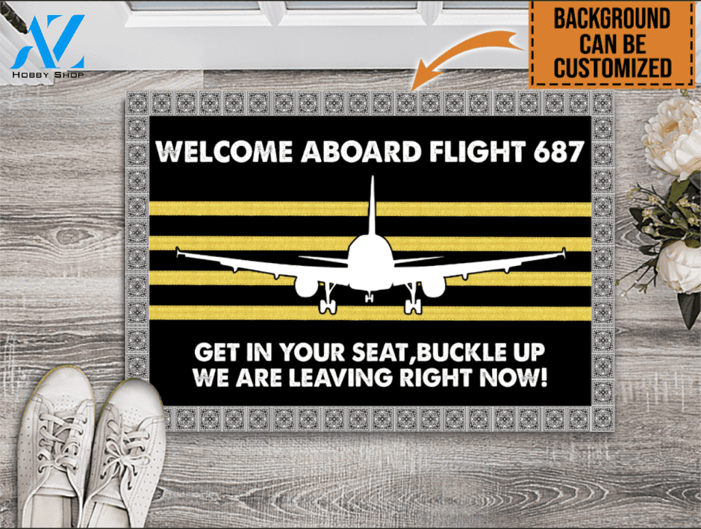 Aviation Welcome Aboard Personalized Doormat | Welcome Mat | House Warming Gift