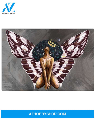 Awesome Black Queen Butterfly Gift For Black Girl Matte Canvas Horizontal Poster