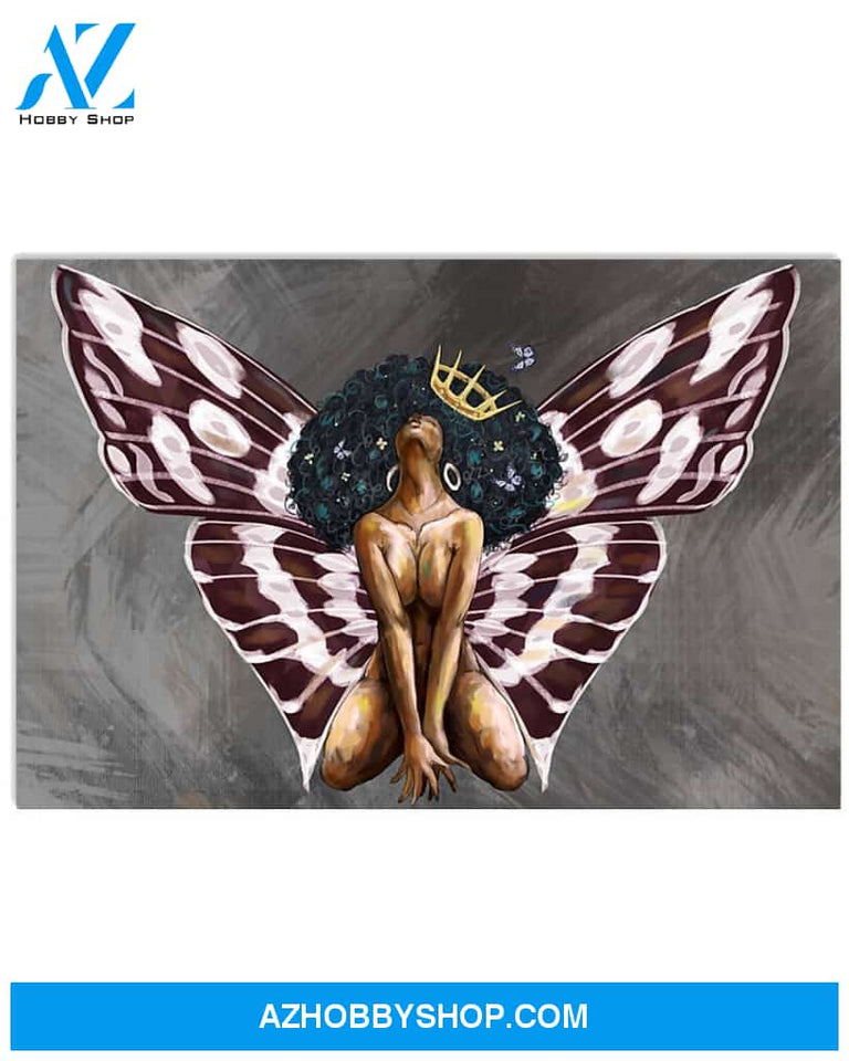 Awesome Black Queen Butterfly Gift For Black Girl Matte Canvas Horizontal Poster