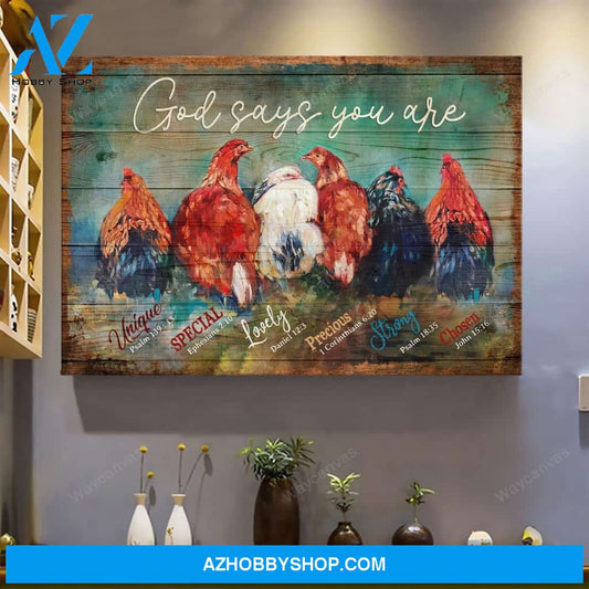 Awesome chickens - God says you are - Jesus Landscape 1 Canvas Prints - Wall Art