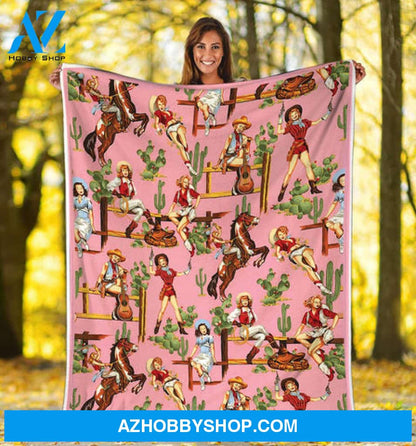 Awesome Cowgirl Fleece Blanket