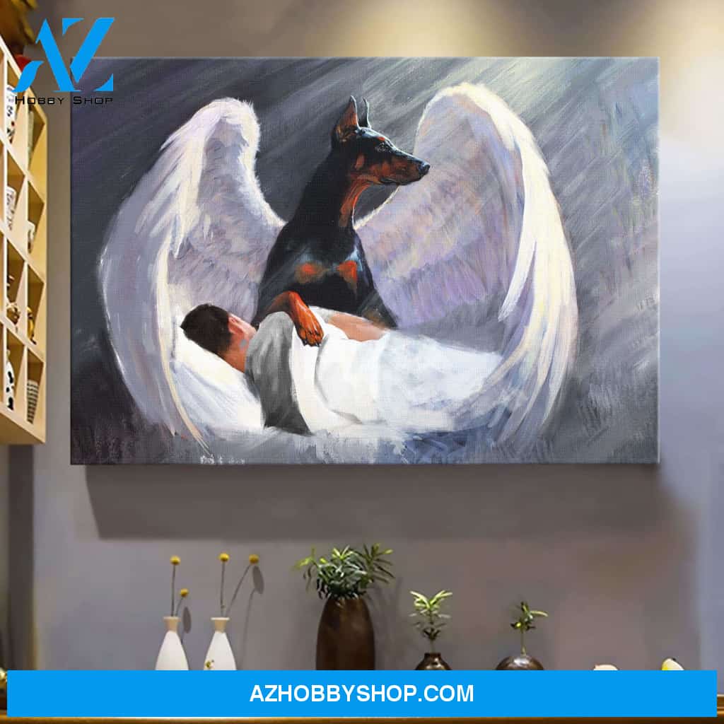 Awesome Doberman with beautiful wings Doberman Landscape Canvas Prints - Wall Art