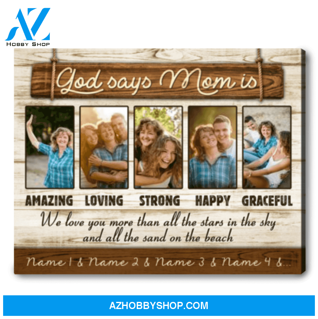 Awesome Mother's Day Ideas Personalized Photo and Names Canvas Print