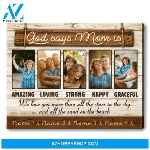 Awesome Mother's Day Ideas Personalized Photo and Names Canvas Print