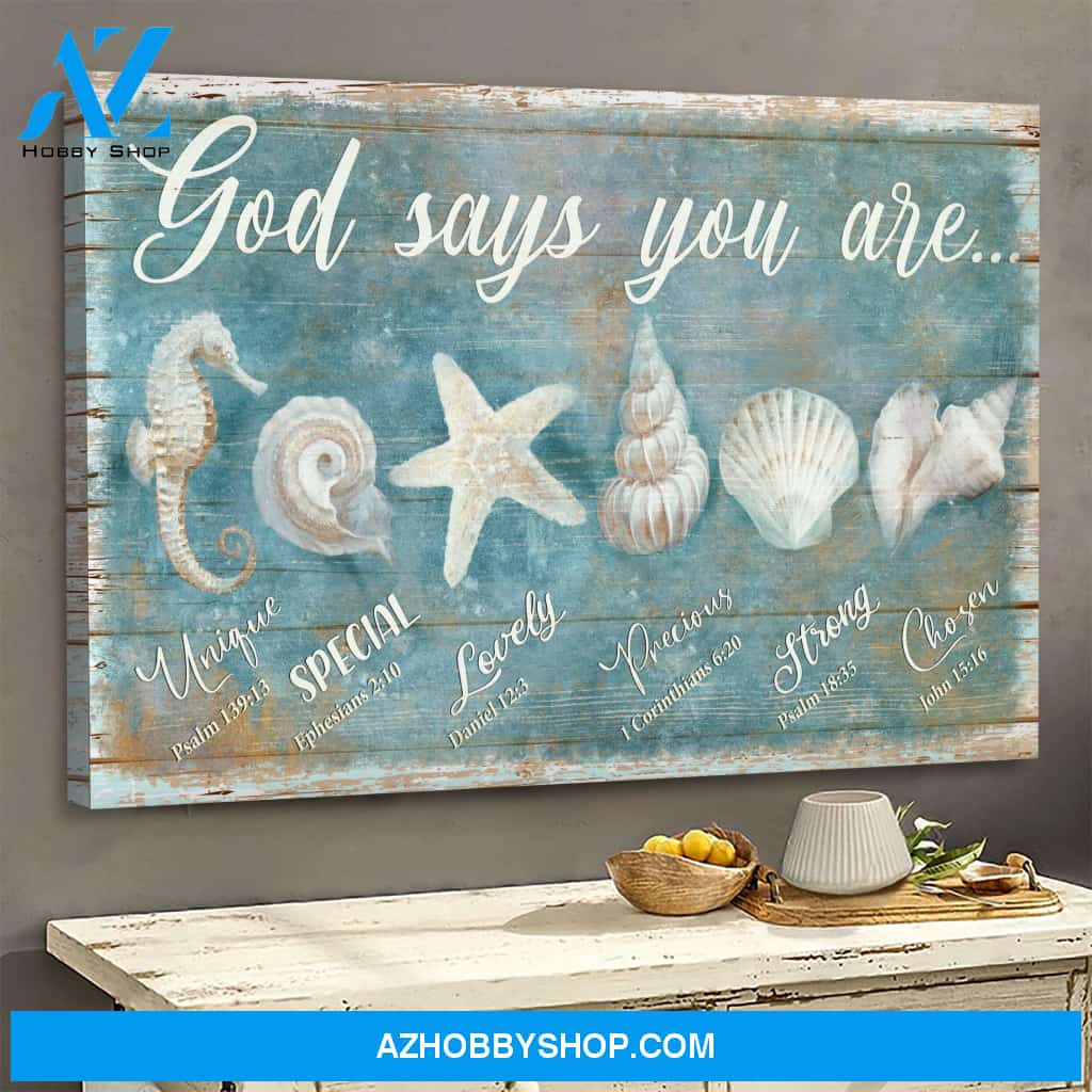 Awesome seashells - God says you are Jesus Landscape Canvas Prints, Wall Art