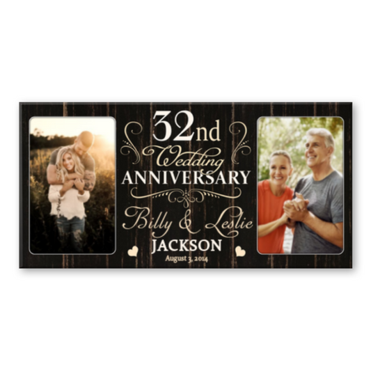 32 Year Anniversary Custom Canvas Print, 32nd Wedding Anniversary Gift