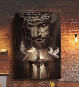 Jesus and beautiful doves - Matte Canvas
