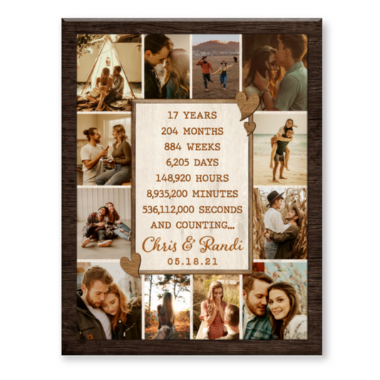 17th Anniversary Photo Collage Canvas, Custom 17 Year Anniversary Gift