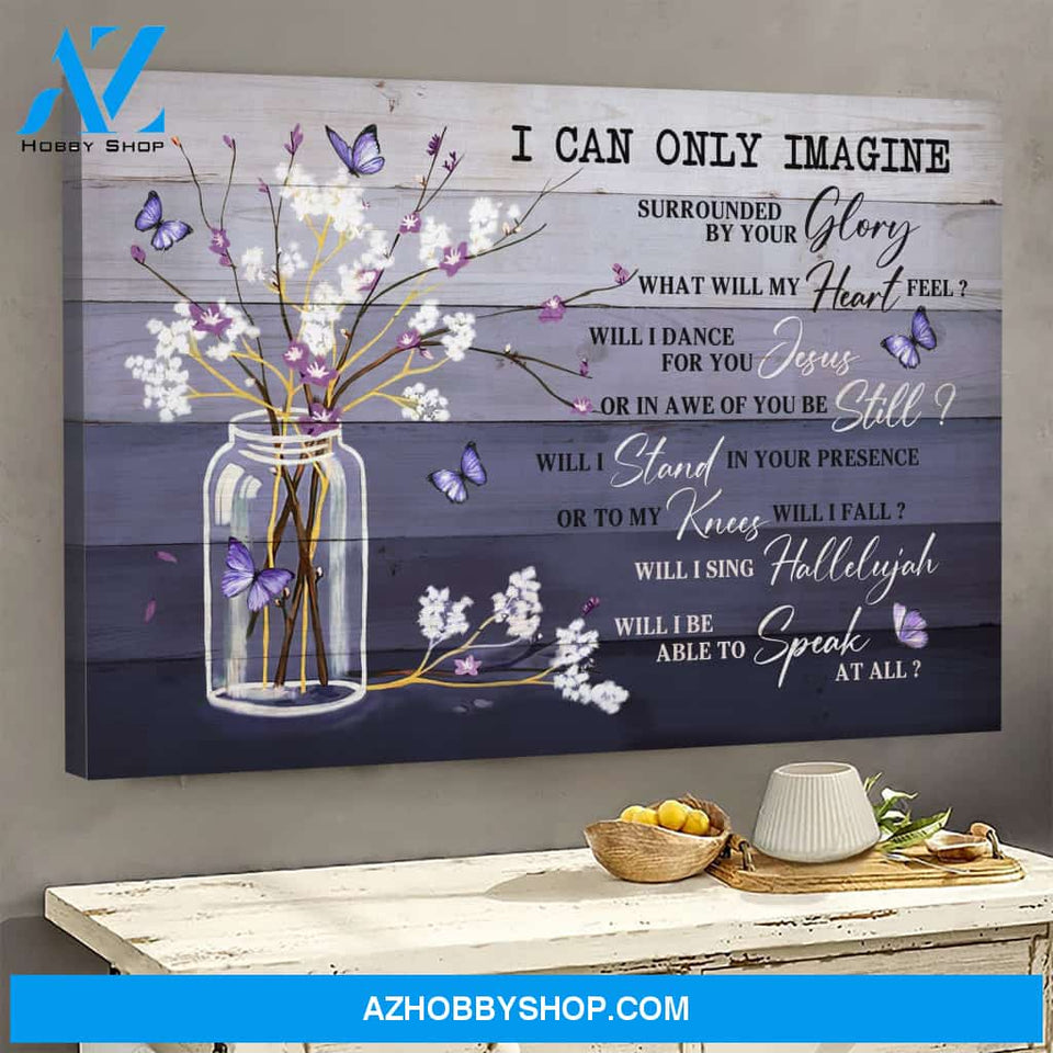 Baby flower with butterfly on the purple background - I can only imagine - Jesus Landscape Canvas Prints - Wall Art