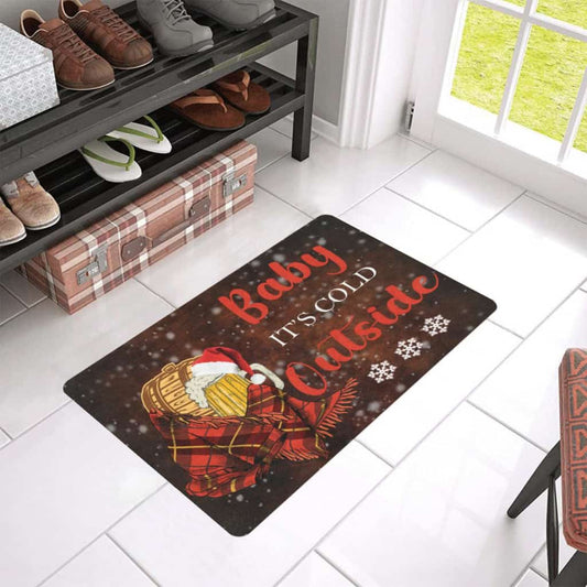 Baby It's Cold Outside Beer Christmas Doormat Welcome Mat