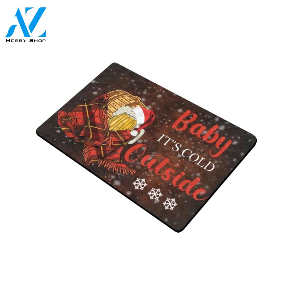 Baby it's Cold Outside Beer Indoor And Outdoor Doormat Gift For Friend Family Home Decor Warm House Gift Welcome Mat