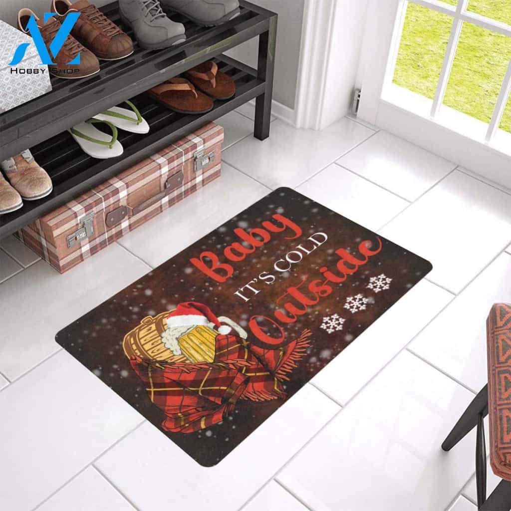 Baby it's Cold Outside Beer Indoor And Outdoor Doormat Gift For Friend Family Home Decor Warm House Gift Welcome Mat