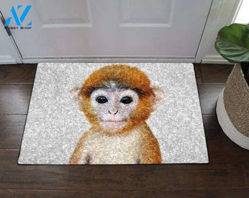 Baby Monkey Doormat Indoor and Outdoor Mat Entrance Rug Sweet Home Decor Housewarming Gift Gift for Mokey Lovers Wildlife Animals Lovers