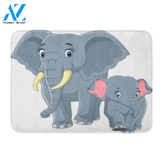 Baby Mother Elephant Animal Doormat Welcome Mat House Warming Gift Home Decor Funny Doormat Gift Idea