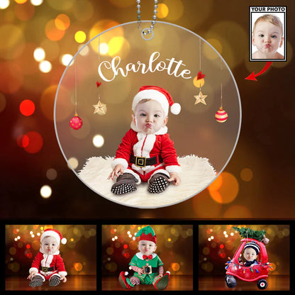 Custom Face Baby Cute Photo With Name Circle Christmas 2022