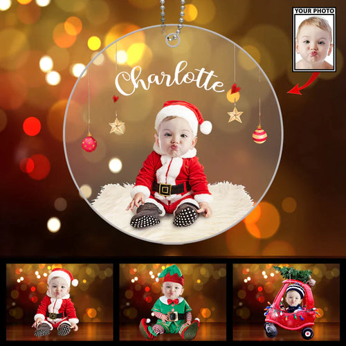Custom Face Baby Cute Photo With Name Circle Christmas 2022