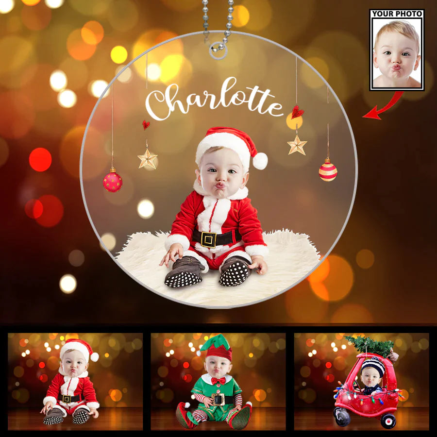 Custom Face Baby Cute Photo With Name Circle Christmas 2022
