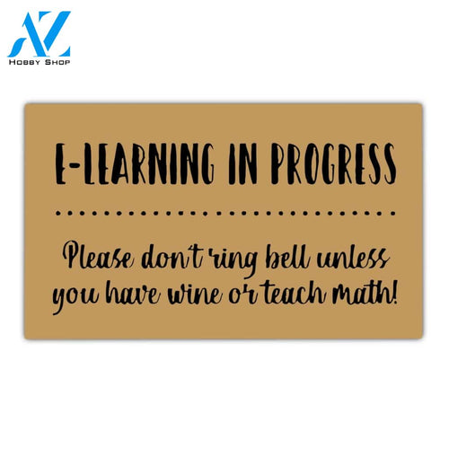 Back To School E-Learning In Progress Don't Ring Bell Indoor And Outdoor Doormat Gift For Teacher Student Decor Warm House Gift Welcome Mat Back To School