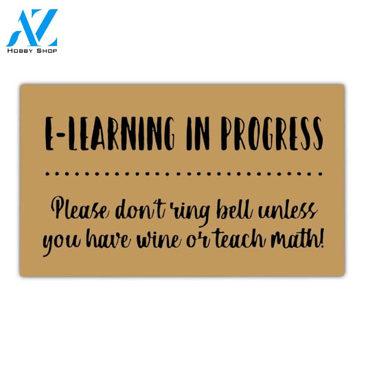 Back To School E-Learning In Progress Don't Ring Bell Indoor And Outdoor Doormat Gift For Teacher Student Decor Warm House Gift Welcome Mat Back To School