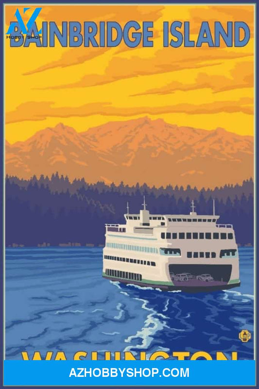 Bainbridge Island Washington - Ferry And Mountains