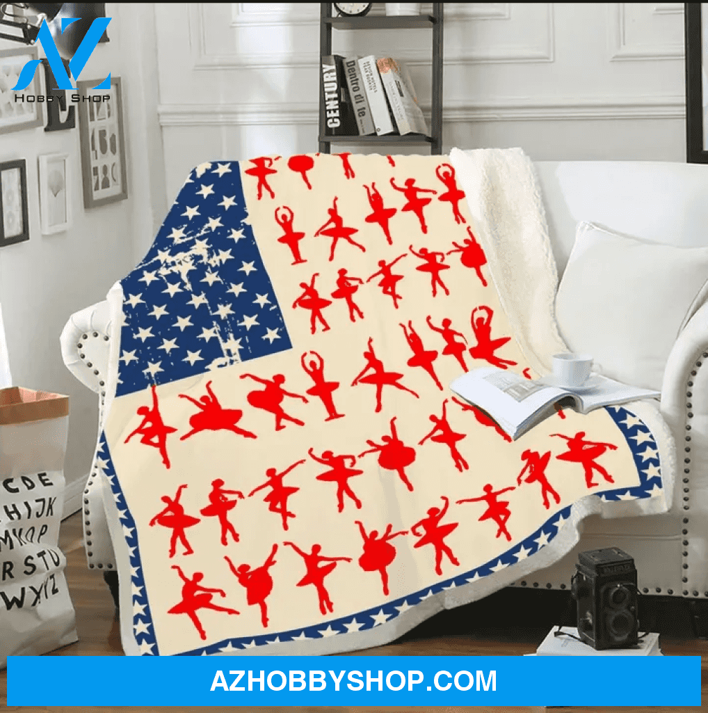 Ballet American Flag Blanket Gift For Ballet Lovers Birthday Gift Home Decor Bedding Couch Sofa Soft and Comfy Cozy