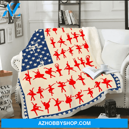 Ballet American Flag Blanket Gift For Ballet Lovers Birthday Gift Home Decor Bedding Couch Sofa Soft and Comfy Cozy