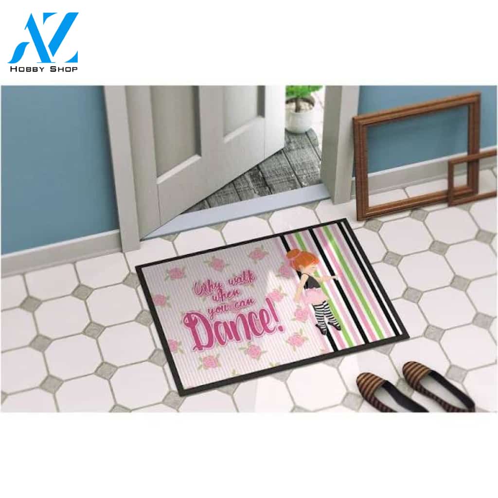 Ballet Dance Stripes Red Hair Indoor and Outdoor Doormat Warm House Gift Welcome Mat Gift for Friend Family