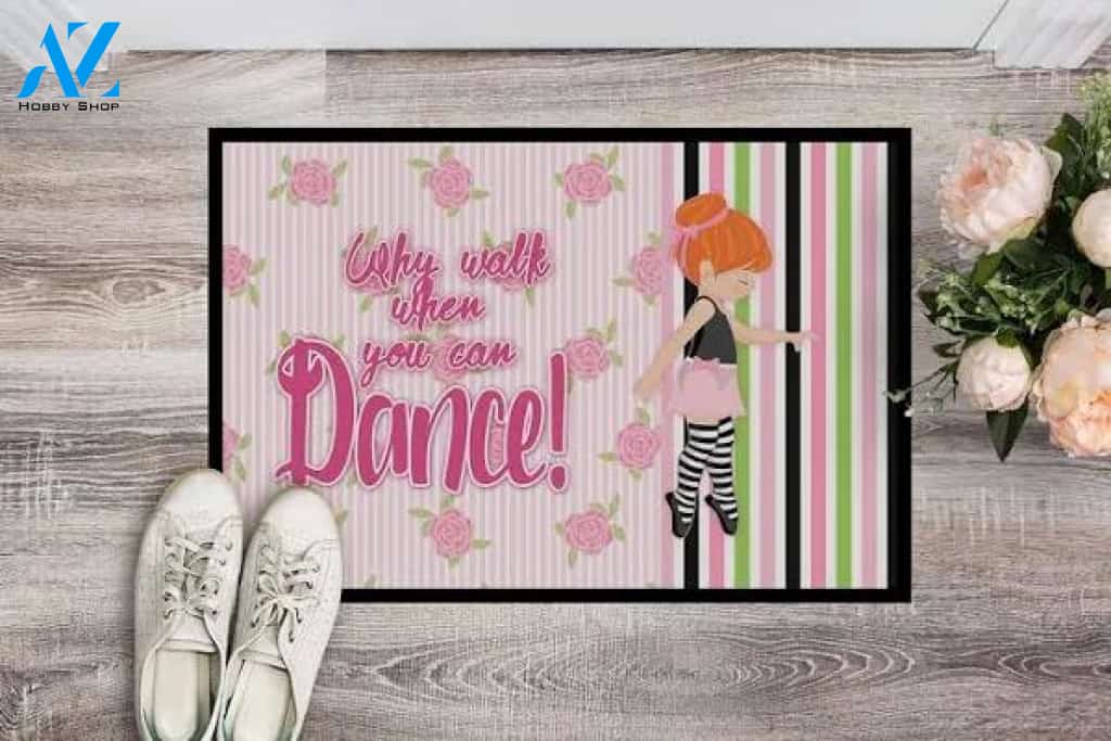Ballet Dance Stripes Red Hair Indoor and Outdoor Doormat Warm House Gift Welcome Mat Gift for Friend Family