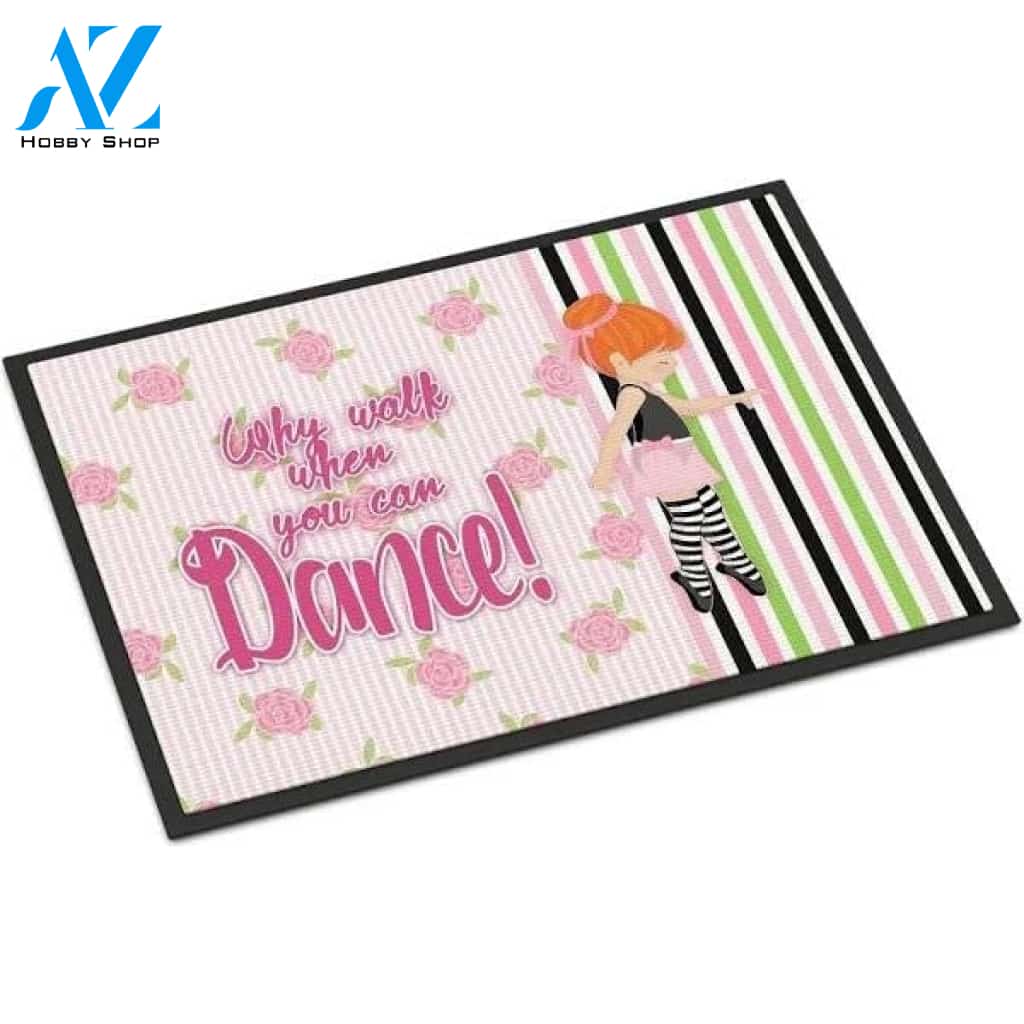 Ballet Dance Stripes Red Hair Indoor and Outdoor Doormat Warm House Gift Welcome Mat Gift for Friend Family