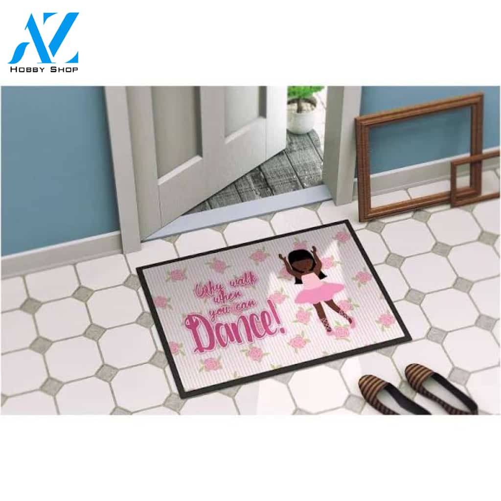 Ballet Long Hair African American Indoor and Outdoor Doormat Warm House Gift Welcome Mat Gift for Friend Family