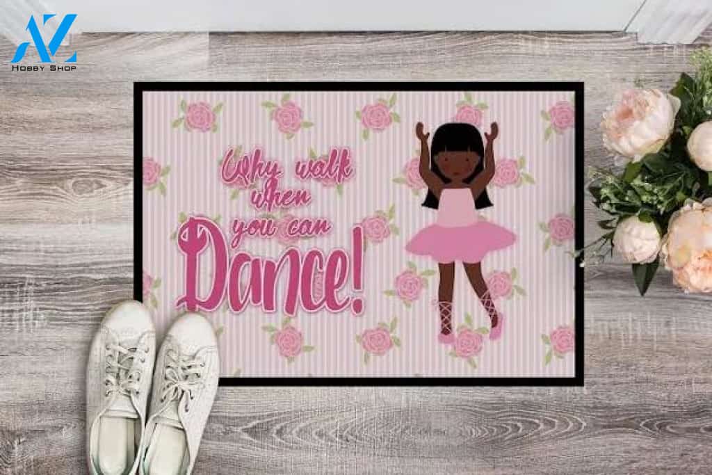 Ballet Long Hair African American Indoor and Outdoor Doormat Warm House Gift Welcome Mat Gift for Friend Family