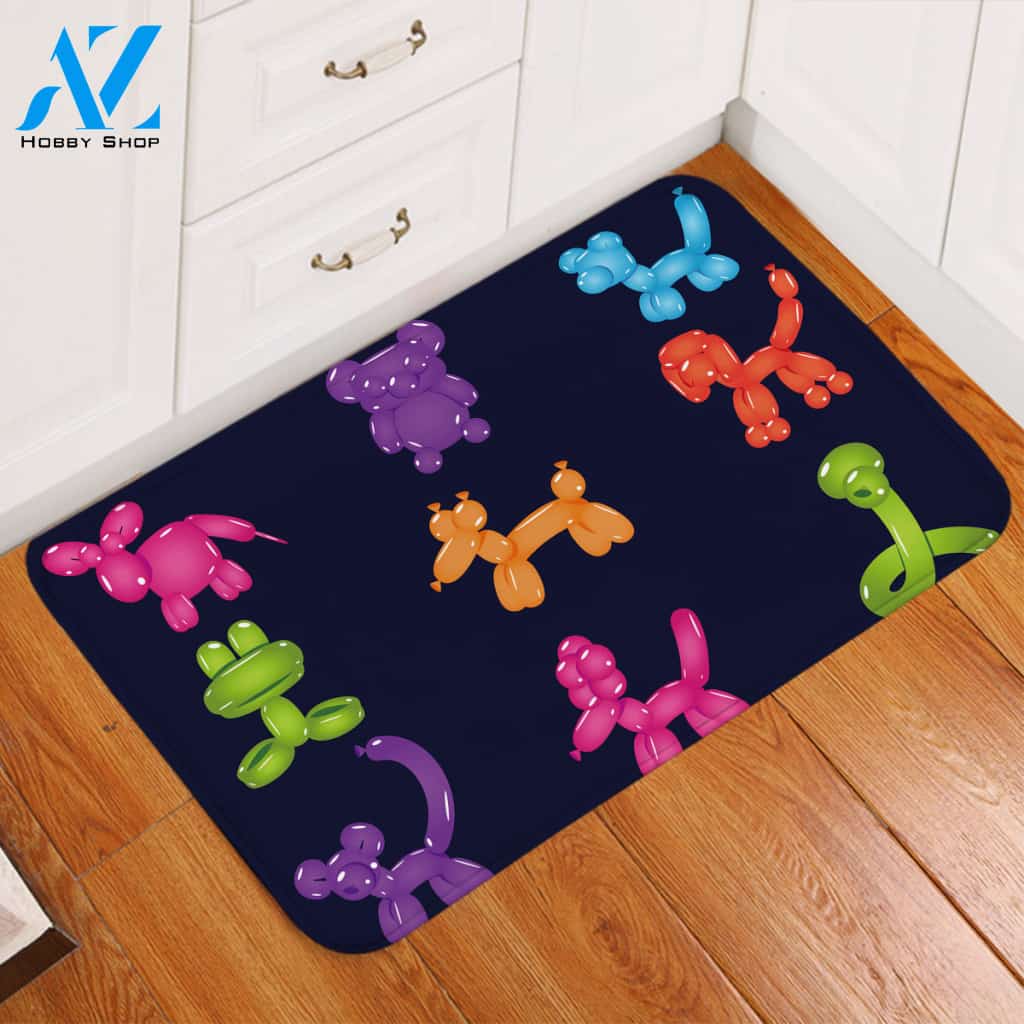 Balloon Animals Black Door Mat