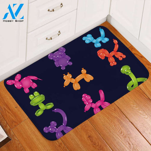 Balloon Animals Black Door Mat