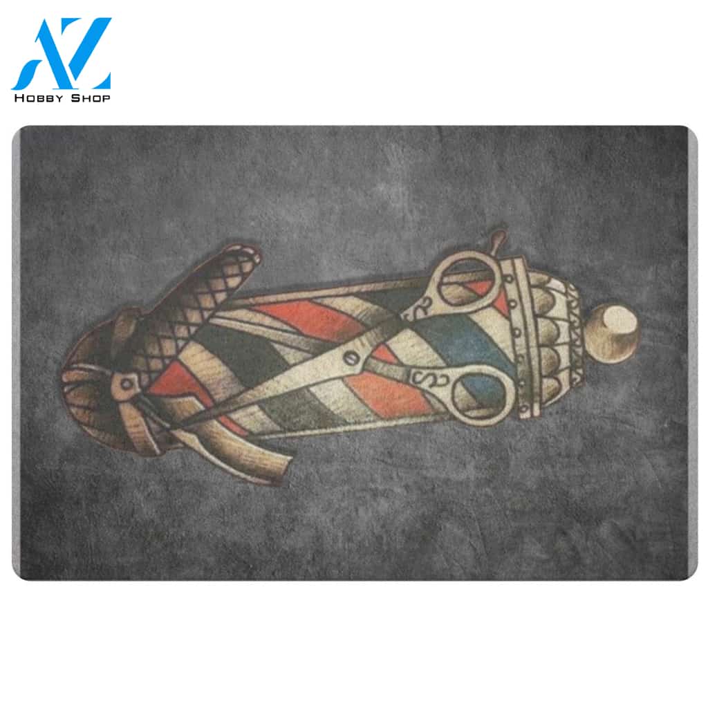 Barber Doormat Barber Pole Tattoo | Welcome Mat | House Warming Gift