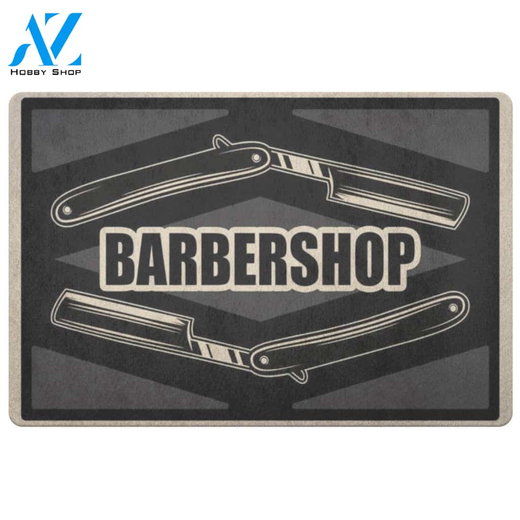 Barber Doormat Barber Shop Gold Razor | Welcome Mat | House Warming Gift