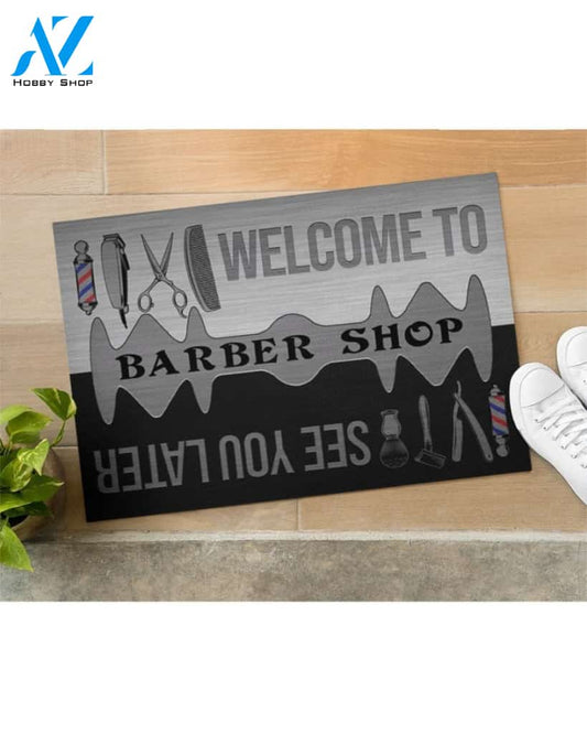 Barber Shop Welcome Funny Indoor And Outdoor Doormat Warm House Gift Welcome Mat Birthday Gift For Barber Shop