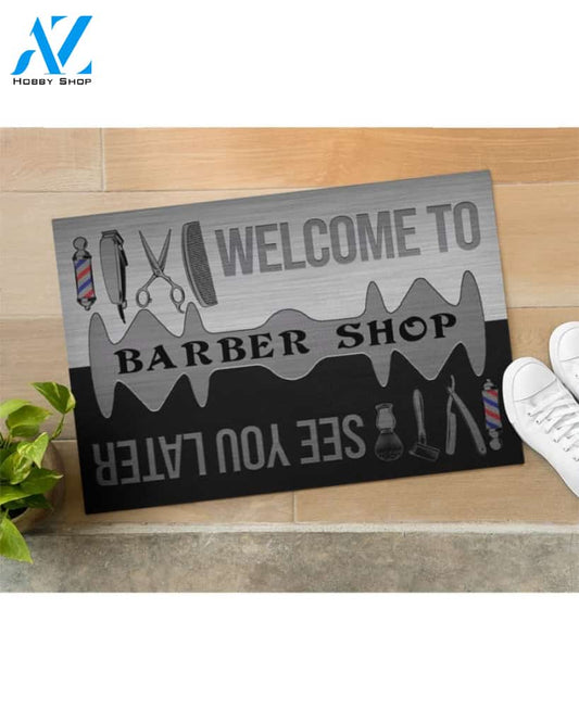 Barber Shop Welcome Funny Indoor And Outdoor Doormat Warm House Gift Welcome Mat Birthday Gift For Barber Shop