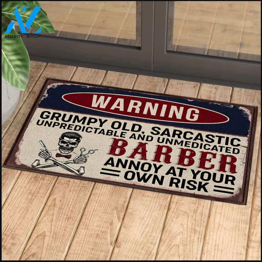 Barber Warning Annoy At Your Own Risk Doormat | Welcome Mat | House Warming Gift