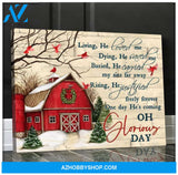 Barn & Cardinal Canvas - Hanging Art For Kitchen