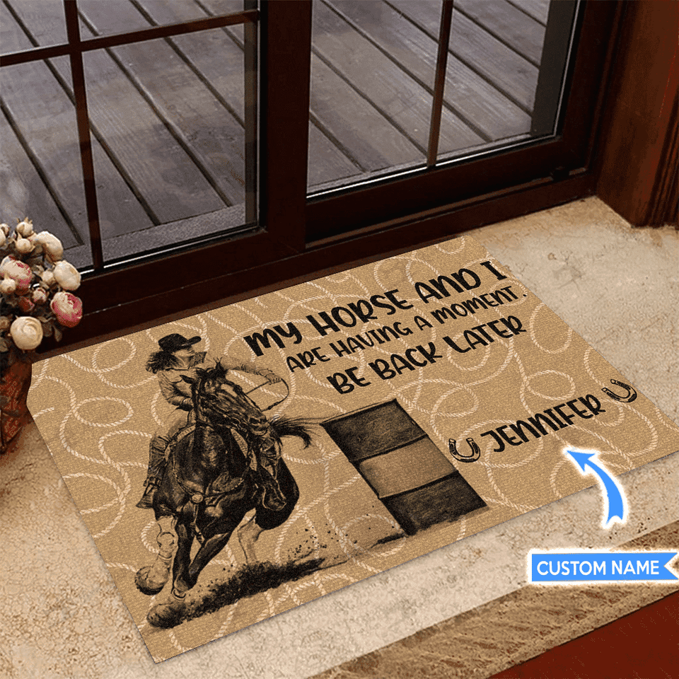 Barrel Racing Be Back Later Personalized Custom Name Doormat Welcome Mat