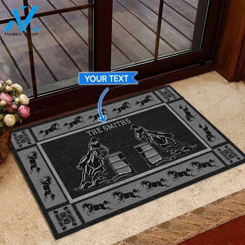 Barrel racing Black Version Custom Doormat | Welcome Mat | House Warming Gift
