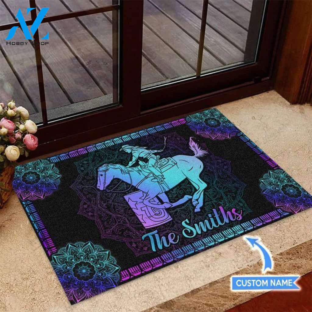 Barrel Racing Colorful Mandala Custom Doormat | Welcome Mat | House Warming Gift