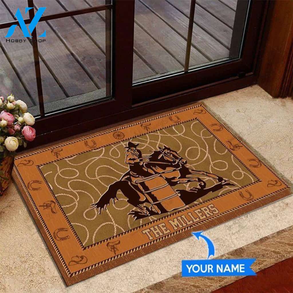 Barrel Racing Horseshoe Pattern Custom Doormat